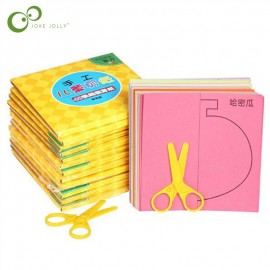 48pcs/set Kids cartoon color paper folding and cutting toys/children kingergarden art craft DIY educational toys WYQ