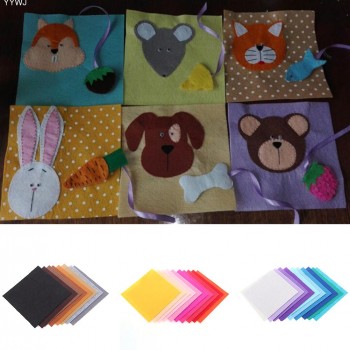 40PCS 15*15CM Handicraft DIY Doll Pattern Sticker Non Woven Felt Fabric 1mm Thickness Polyester Cloth Felts Bundle
