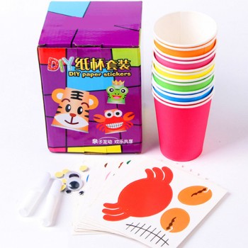 12pcs Children 3D DIY handmade paper cups sticker material kit / Whole set Kids kindergarten school art craft educational toys