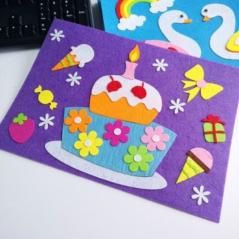 1 Set Children Cartoon DIY Sticker Toys Non-Woven Felt Collage Cute Swan Frog Duck Craft Decoration Stickers Educational Gifts
