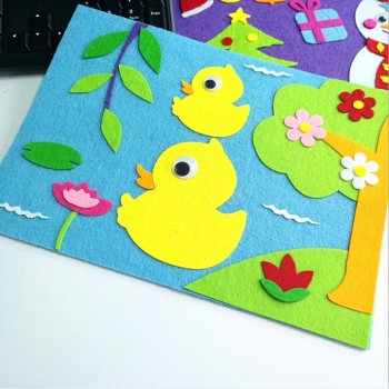 1 Set Children Cartoon DIY Sticker Toys Non-Woven Felt Collage Cute Swan Frog Duck Craft Decoration Stickers Educational Gifts