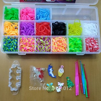 1500pcs Colorful Rubber Loom Bands Elastic DIY set Box Girls Gift Weaving Bracelet Tool Kit Kids Toys for Children 7 8 10 Years