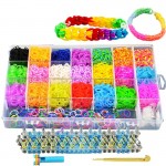 Children Rainbow Elastic bracelet Kits Craft Toy with Weaving Machine Rubber Band Ribbon Knitted Figures Charms Craft 4600pcs