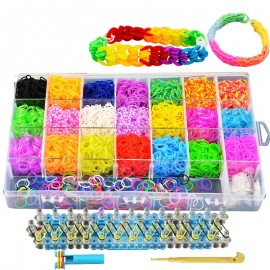 Children Rainbow Elastic bracelet Kits Craft Toy with Weaving Machine Rubber Band Ribbon Knitted Figures Charms Craft 4600pcs