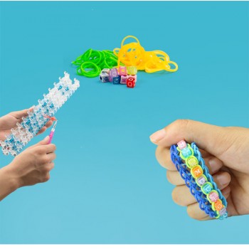 Children Rainbow Elastic bracelet Kits Craft Toy with Weaving Machine Rubber Band Ribbon Knitted Figures Charms Craft 4600pcs
