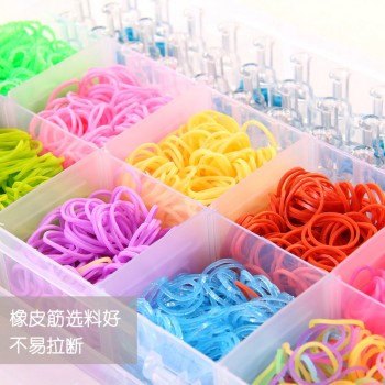Children Rainbow Elastic bracelet Kits Craft Toy with Weaving Machine Rubber Band Ribbon Knitted Figures Charms Craft 4600pcs