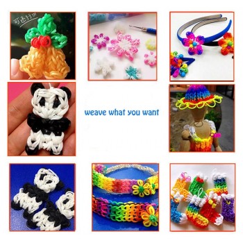 Children Rainbow Elastic bracelet Kits Craft Toy with Weaving Machine Rubber Band Ribbon Knitted Figures Charms Craft 4600pcs
