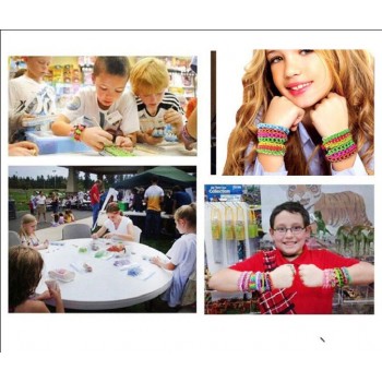Children Rainbow Elastic bracelet Kits Craft Toy with Weaving Machine Rubber Band Ribbon Knitted Figures Charms Craft 4600pcs