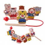 Wooden toys Baby DIY Toy Cartoon Animal Stringing Threading Wooden beads toy Monterssori Educational for Baby Kids Children