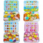 Beads Toys  Animals Fruit Beech Wood Block Wooden Toys Stringing Threading Beads Game Early Education Toy for Baby Kids Children