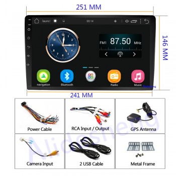 2.5D 10 HD Android 8.1 Car DVD Multimedia player Car Stereo Bluetooth WIFI GPS navigation Radio Audio Video Player