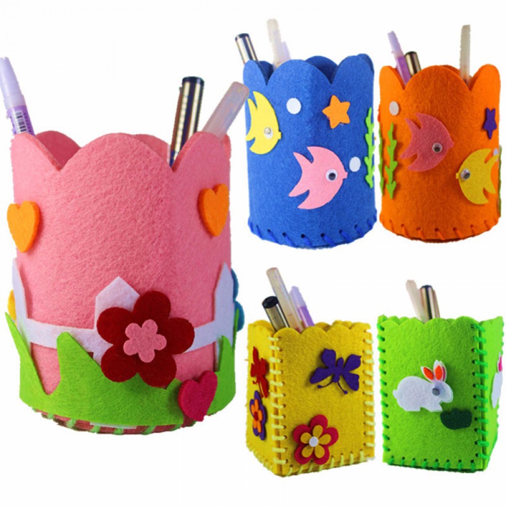2018 Baby Educational DIY Craft Tangram Block Kit Cute Creative Handmade Pen Container DIY Pencil Holder Kids Craft Toy Kits