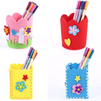 2018 Baby Educational DIY Craft Tangram Block Kit Cute Creative Handmade Pen Container DIY Pencil Holder Kids Craft Toy Kits