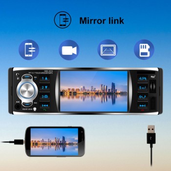 autoradio car radio 1 din 12v 4.1 inch touch screen auto audio mirror link rds stereo bluetooth rear view camera usb aux player