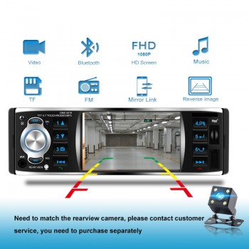autoradio car radio 1 din 12v 4.1 inch touch screen auto audio mirror link rds stereo bluetooth rear view camera usb aux player