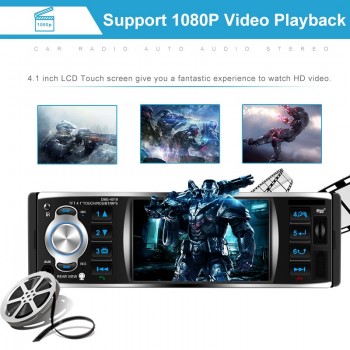 autoradio car radio 1 din 12v 4.1 inch touch screen auto audio mirror link rds stereo bluetooth rear view camera usb aux player