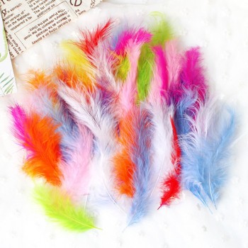 50PCS Colour feathers DIY Handmade material Ornamental Turkey hair Villus Mark Caron feather Children DIY toy materials