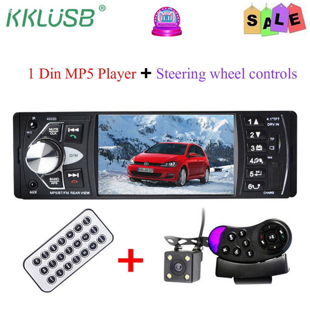 Car Radio Auto Audio Stereo 4.1 inch 1 Din FM Bluetooth 12v Support Rear View Camera USB FM MP4 MP5 USB SD TF autoradio 4022D