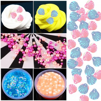 88Pcs 3D Fluffy Foam Slime Foam Balls Kids Toys DIY Craft Slime Supplies Kit Floam Beads Glitter Slices Rainbow Pearl