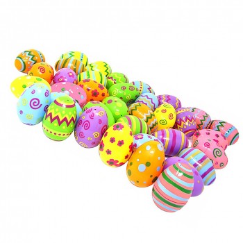 48Pcs Colorful Easter Egg  Easter Party Favor Supply Kid Toy Plastic Lottery Egg Detachable Empty Egg handmade DIY Easter eggs