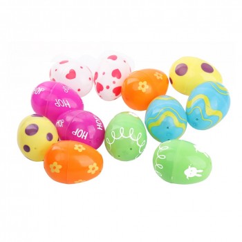 48Pcs Colorful Easter Egg  Easter Party Favor Supply Kid Toy Plastic Lottery Egg Detachable Empty Egg handmade DIY Easter eggs