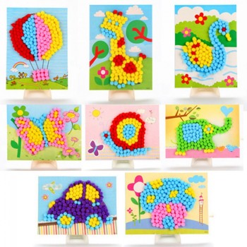 Saizhi Child Toy DIY Hairball Sticky Paper Painting Kindergarten Toy Material Package Children Toy Toys Girl Crafts SZ3613