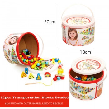 82pcs Wooden Building Blocks Car Shape Beads DIY Wood Beads Toys Traffic scene blocks Childrens Jewelery Making Utilities toys