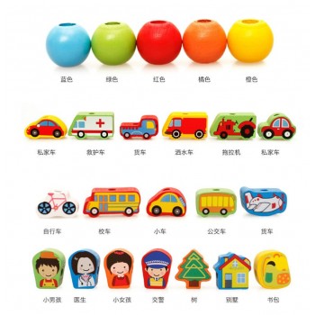 82pcs Wooden Building Blocks Car Shape Beads DIY Wood Beads Toys Traffic scene blocks Childrens Jewelery Making Utilities toys