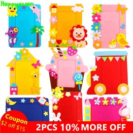 Happyxuan 10pcs Kids DIY Felt Craft Kits Picture Photo Frame Cartoon Dolphins Kindergarten Baby Creative Educational Toys 2018