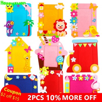 Happyxuan 10pcs Kids DIY Felt Craft Kits Picture Photo Frame Cartoon Dolphins Kindergarten Baby Creative Educational Toys 2018