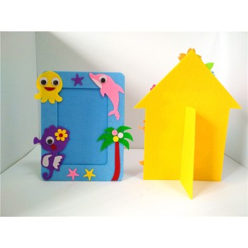 Happyxuan 10pcs Kids DIY Felt Craft Kits Picture Photo Frame Cartoon Dolphins Kindergarten Baby Creative Educational Toys 2018