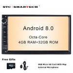 SMARTECH 2 Din Android 8.0 Car Radio GPS Navigation Autoradio System Octa Core 4GB RAM 32GB ROM Support AV Out WIFI DAB OBD DVR