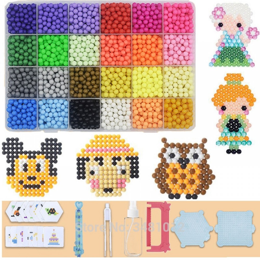 Aqua Beads 5mm DIY Set Jigsaw Tool Creativity Magic Fuse Perler Beads Pegboard Puzzles Kids Toys for Girls Children Gift 7 10
