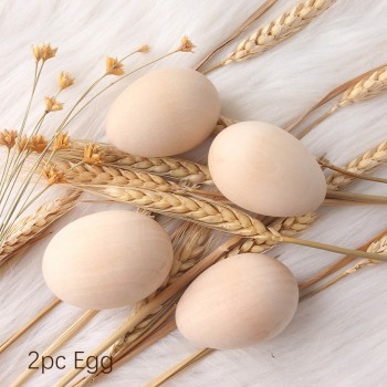 2pc Wooden Egg Cups Easter Egg DIY Unfinished Crafts Smooth Surface Wooden Teething Toys Baby Gifts Wood Painting Blocks Toys