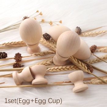 2pc Wooden Egg Cups Easter Egg DIY Unfinished Crafts Smooth Surface Wooden Teething Toys Baby Gifts Wood Painting Blocks Toys