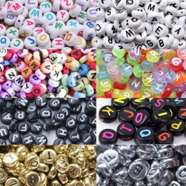 200pcs/pack DIY Round Letter Beads Toys Number Beads childrens handmade puzzle beads Slime 4x7mm Puzzles Colored Acrylic