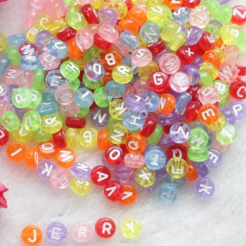 200pcs/pack DIY Round Letter Beads Toys Number Beads childrens handmade puzzle beads Slime 4x7mm Puzzles Colored Acrylic