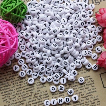 200pcs/pack DIY Round Letter Beads Toys Number Beads childrens handmade puzzle beads Slime 4x7mm Puzzles Colored Acrylic