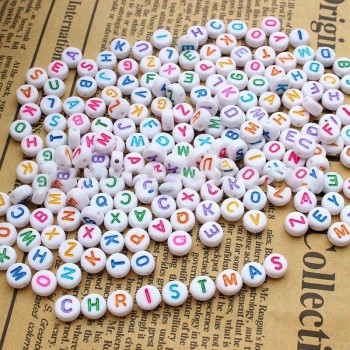 200pcs/pack DIY Round Letter Beads Toys Number Beads childrens handmade puzzle beads Slime 4x7mm Puzzles Colored Acrylic