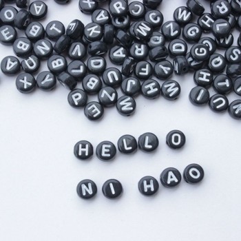 200pcs/pack DIY Round Letter Beads Toys Number Beads childrens handmade puzzle beads Slime 4x7mm Puzzles Colored Acrylic