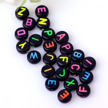 200pcs/pack DIY Round Letter Beads Toys Number Beads childrens handmade puzzle beads Slime 4x7mm Puzzles Colored Acrylic