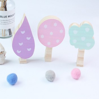 3 Pcs/Set Nordic Woodland Wood Decoration Craft Toys Kids Bookends Wooden Tree Childrens Room Decoration Ornaments Wall Decor