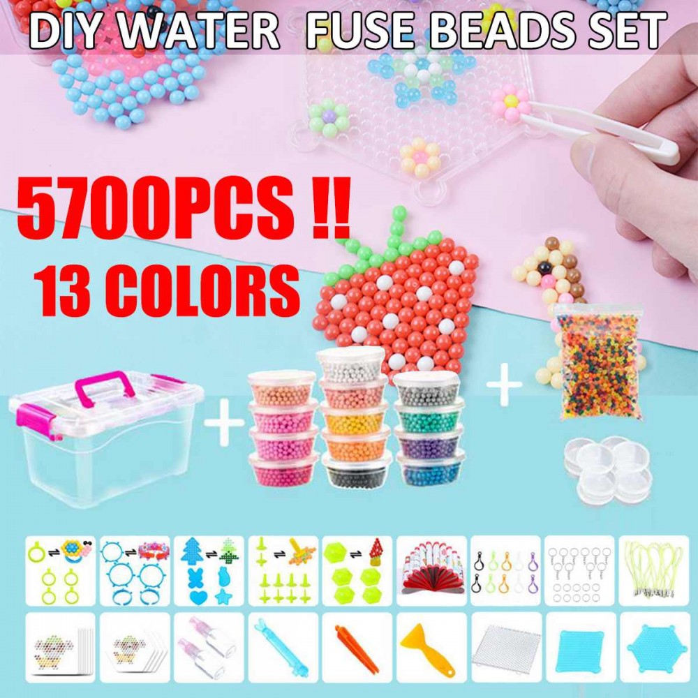 5700pcs Magic Spray Aquas Beads Toy DIY Water Sticky Fuse Beads Plastic Toys Funny Kid Develop Hand-eye Coordination Gift