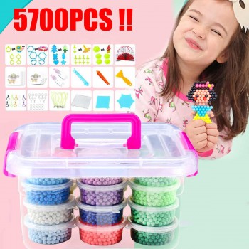 5700pcs Magic Spray Aquas Beads Toy DIY Water Sticky Fuse Beads Plastic Toys Funny Kid Develop Hand-eye Coordination Gift