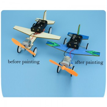 DIY Craft Toys Children Educational Wooden Glide Aircraft Model Assemble Toys Set Electric Plane Student Learning School Lessons