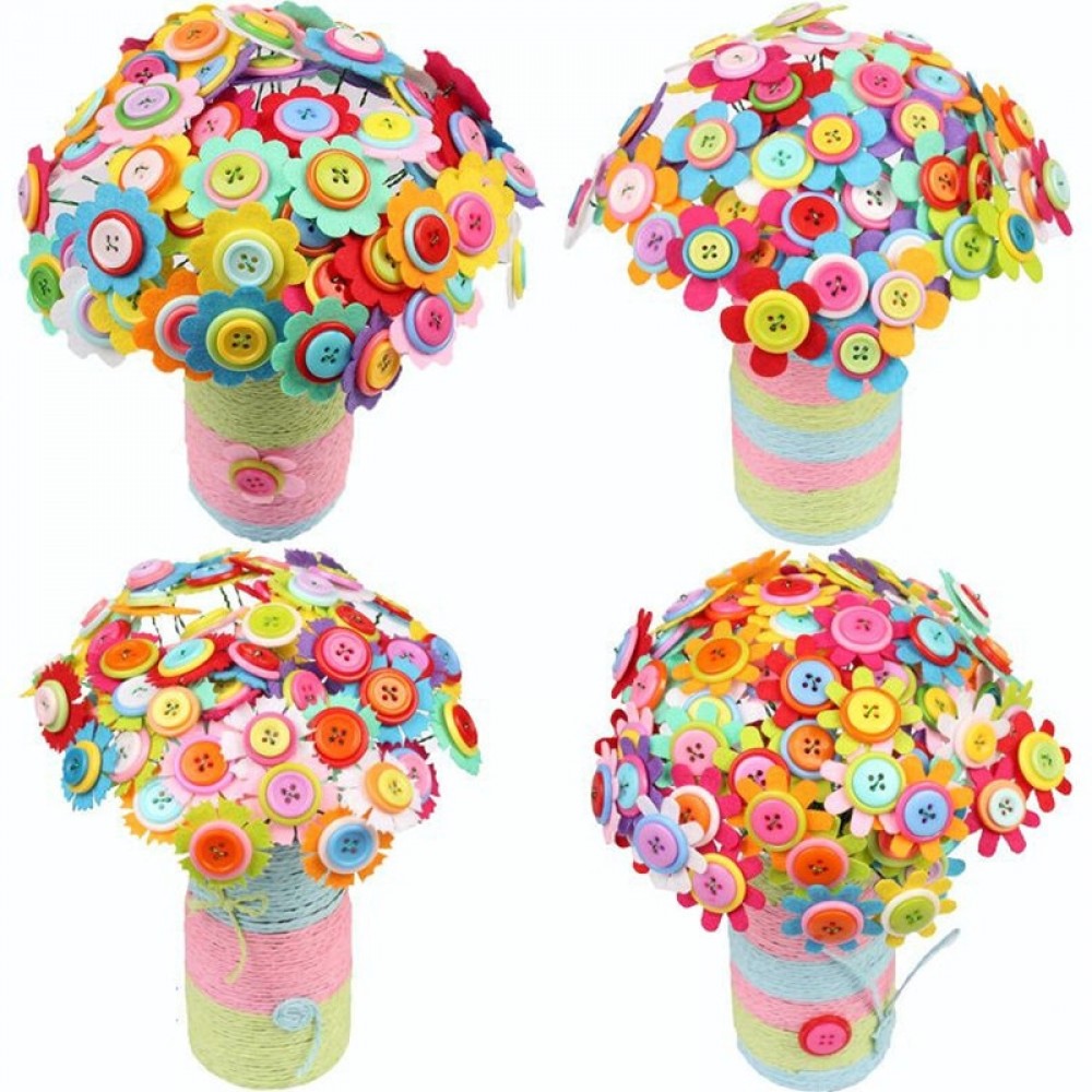 Children Creative DIY Craft Toys 2019 New Kids DIY Felt Button Flower Craft Kits Kindergarten Toys Children Educational Handmade
