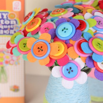 Children Creative DIY Craft Toys 2019 New Kids DIY Felt Button Flower Craft Kits Kindergarten Toys Children Educational Handmade