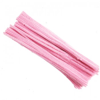 100PCS 30cm DIY Artificial Flowers Colorful Plush Iron Wire Flocking Handmade DIY Craft Chenille Stick Pipe Cleaner Kids Toys