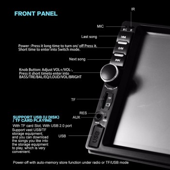 stereo car 7 Touch Screen car radio bluetooth araba teypleri rear view camera autoradio 2 din mp5 car player multimidia 7018b