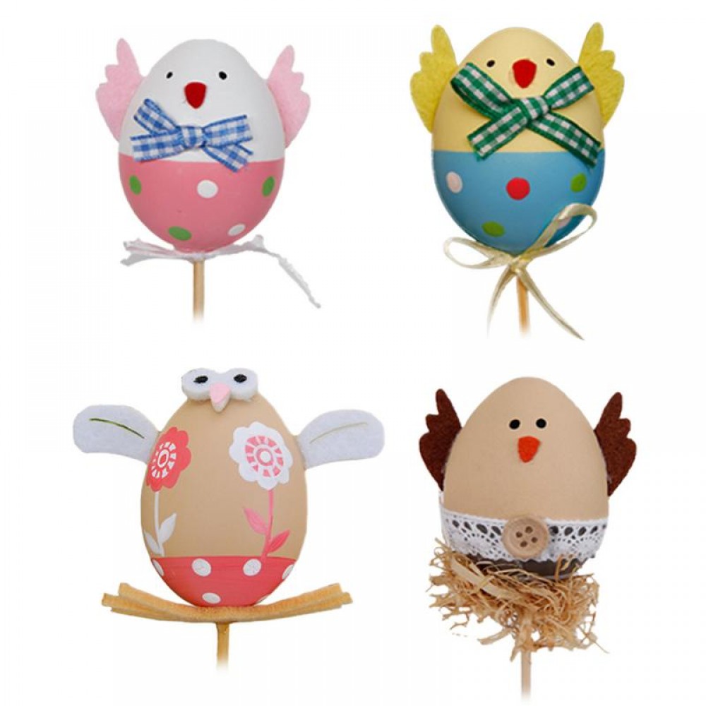 4Pcs Easter DIY Hand Painted Egg Kindergarten Cute Little Egg Cuttings Painted Plastic Craft Toys